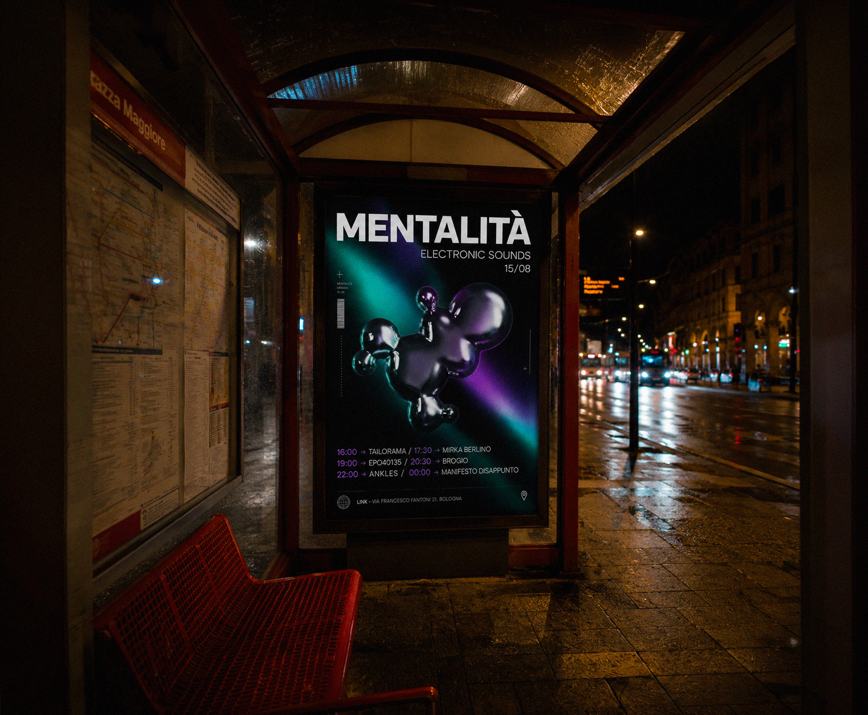 Urban poster pasted on the wall for the Mentalità campaign